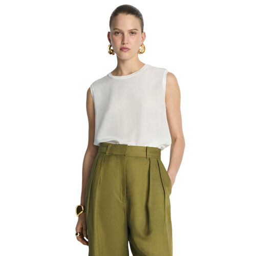 Veronika Maine Silk Rib Trim Tank